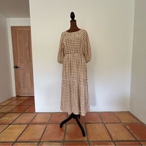 MANGO |Elegant Checkered Midi Dress